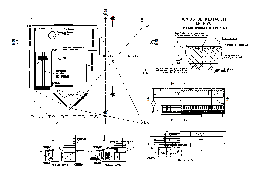Sectional detail and construction plan