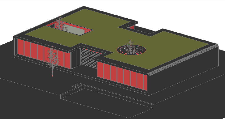 Sectional detail and elevation of a building dwg file