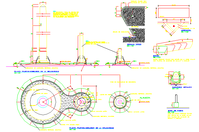 Sectional details of a machinery and its elevation dwg file