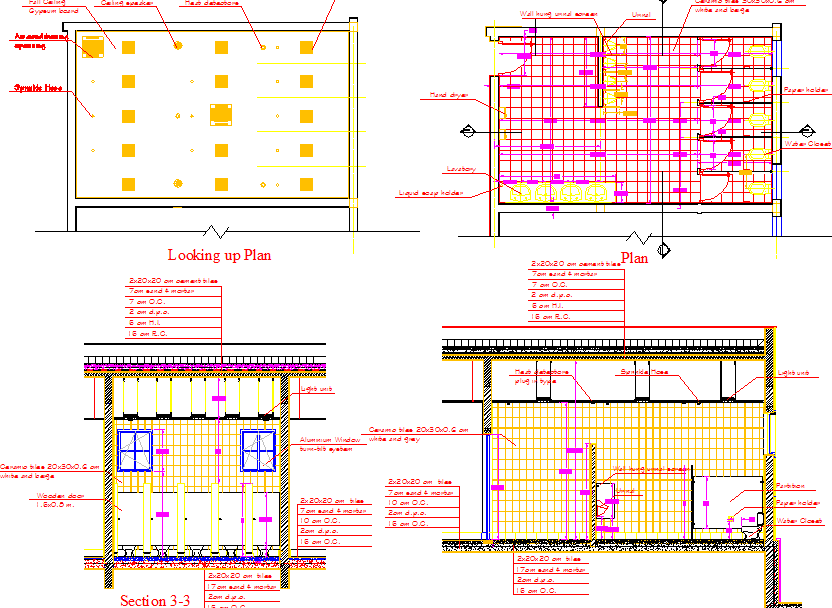 Sectional details of a building dwg file