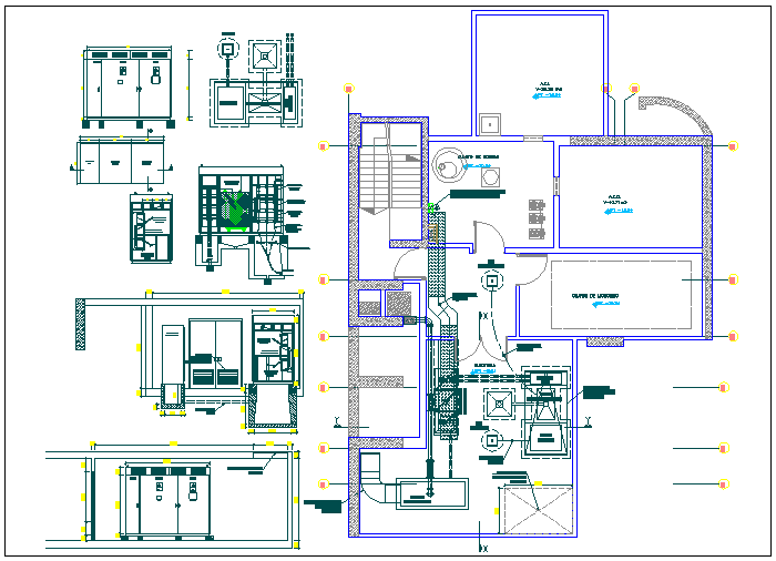 Sectional details of a building dwg file and layout plan