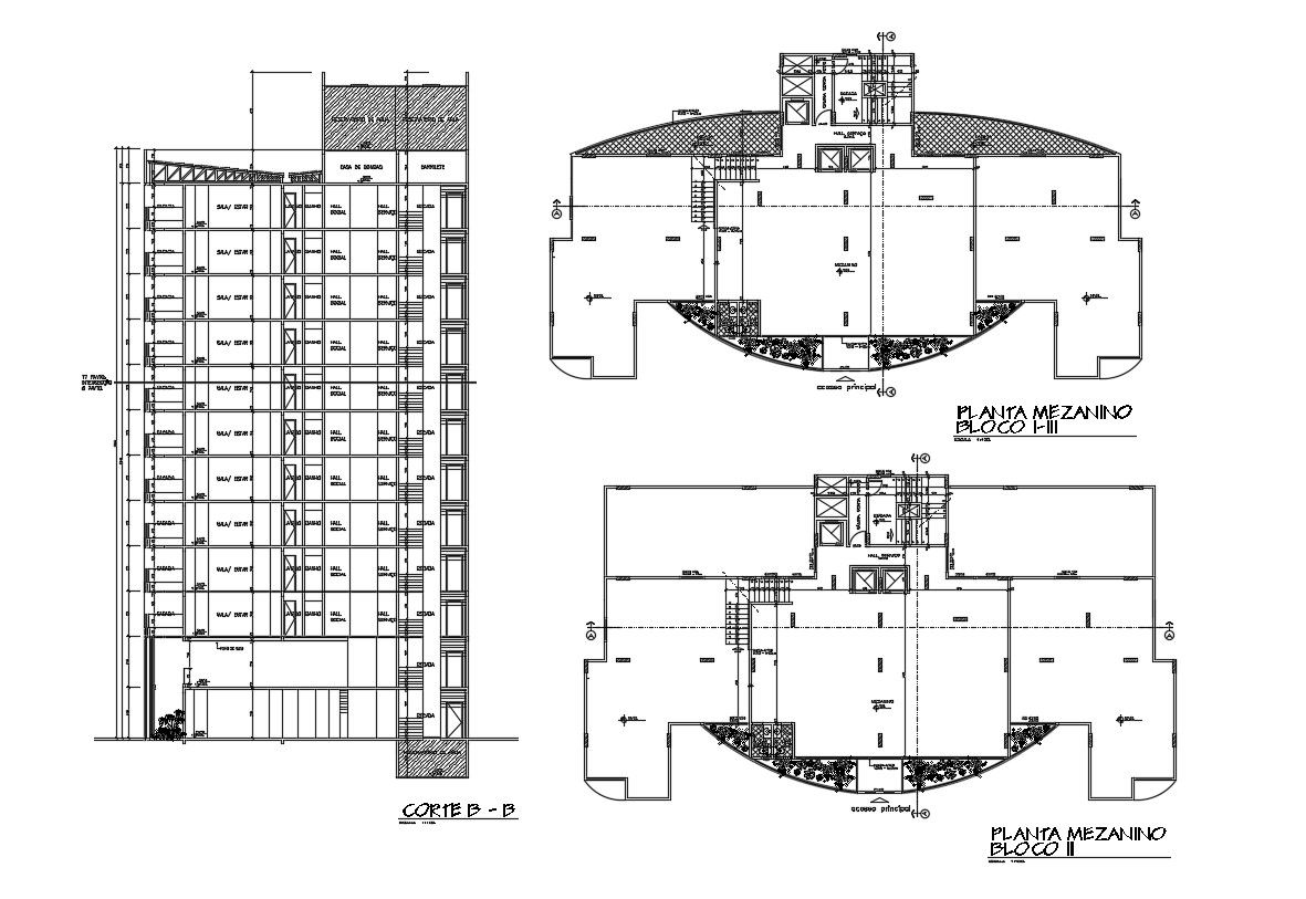 Sectional drawings details of building with floor plan dwg file