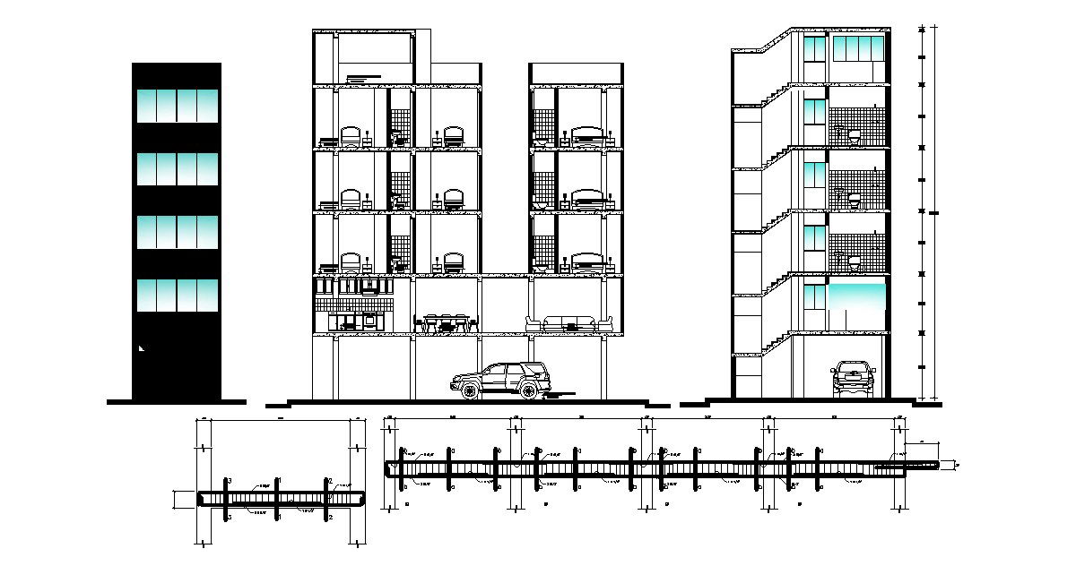 Sectional elevation of residential apartment 