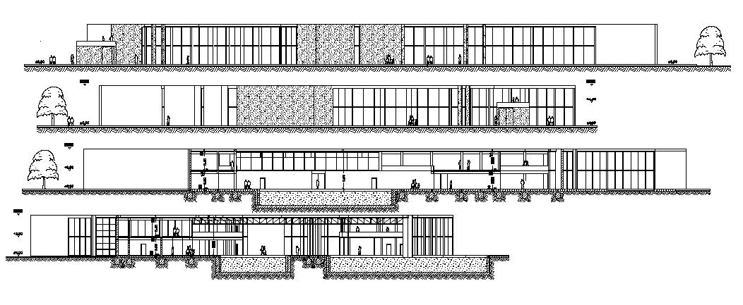 Sectional elevations of bunglow in dwg file