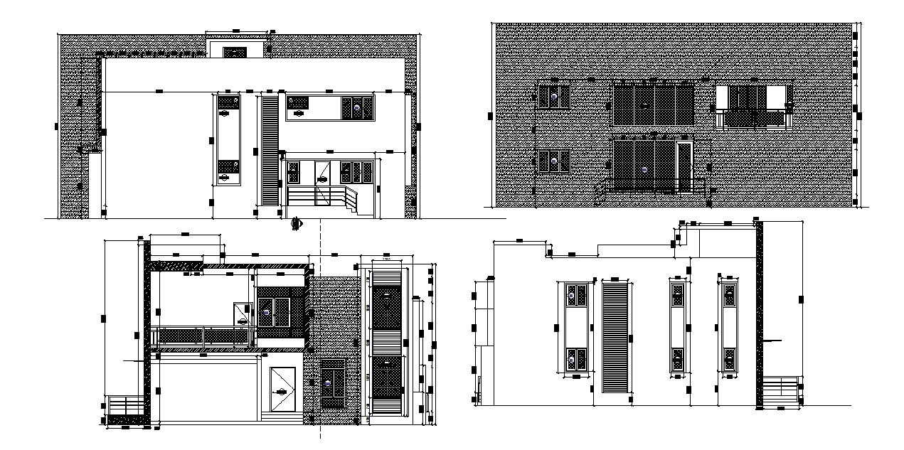 Sectional elevations of house in dwg file