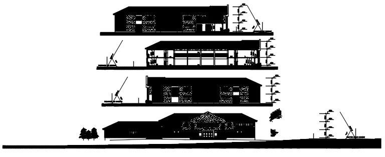 Sectional elevations of school in dwg file 