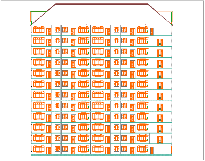 Sectional view of apartment design dwg file