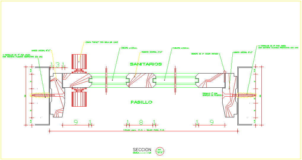 Sectional view of door
