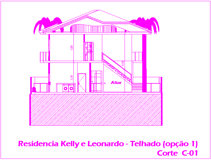Sectional view of house resident area dwg file