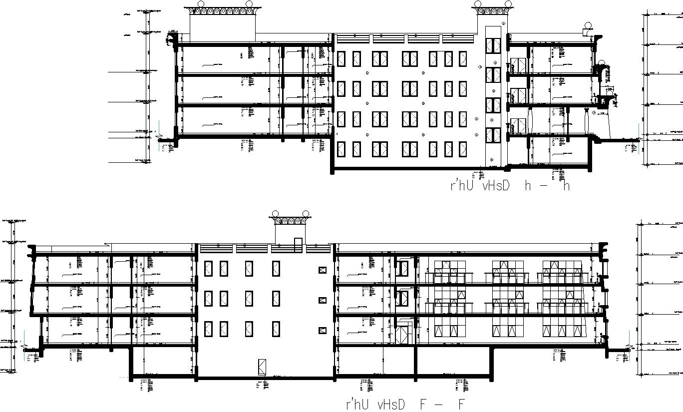 Sectional Elevation of a Educational Building.
