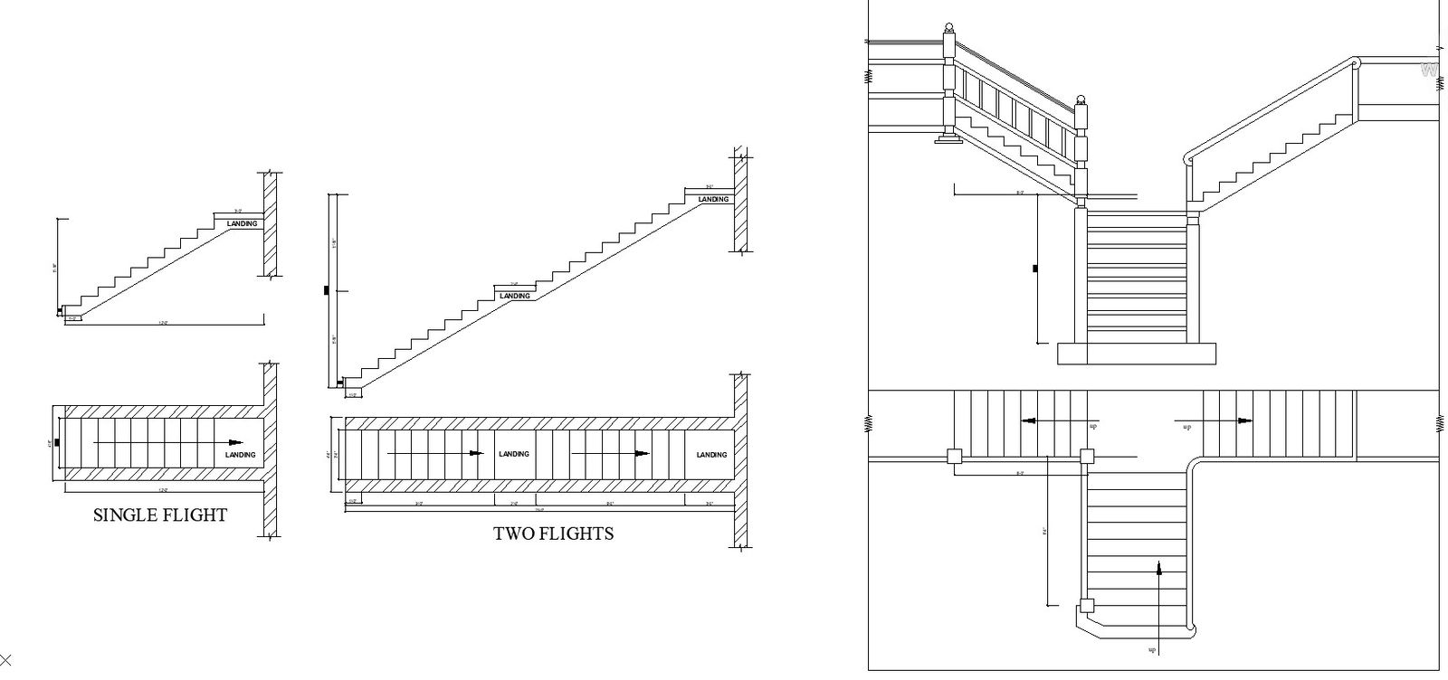 Sectional Staircase Layout Detail CAD Drawing In AutoCAD DWG File