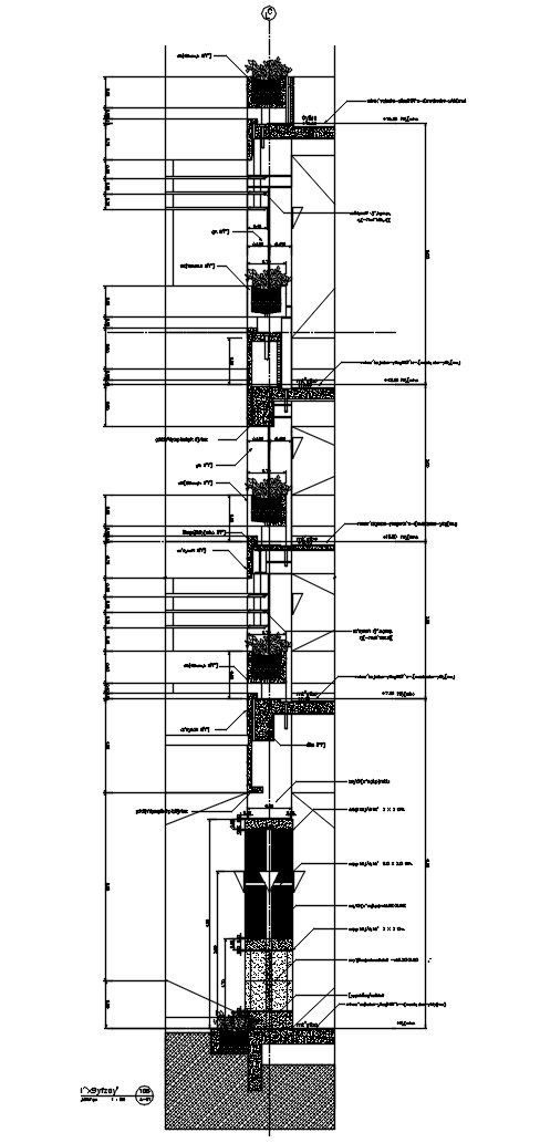 Sectional detail of residential project specified in this AutoCAD drawing. Download this 2d autocad drawing file.