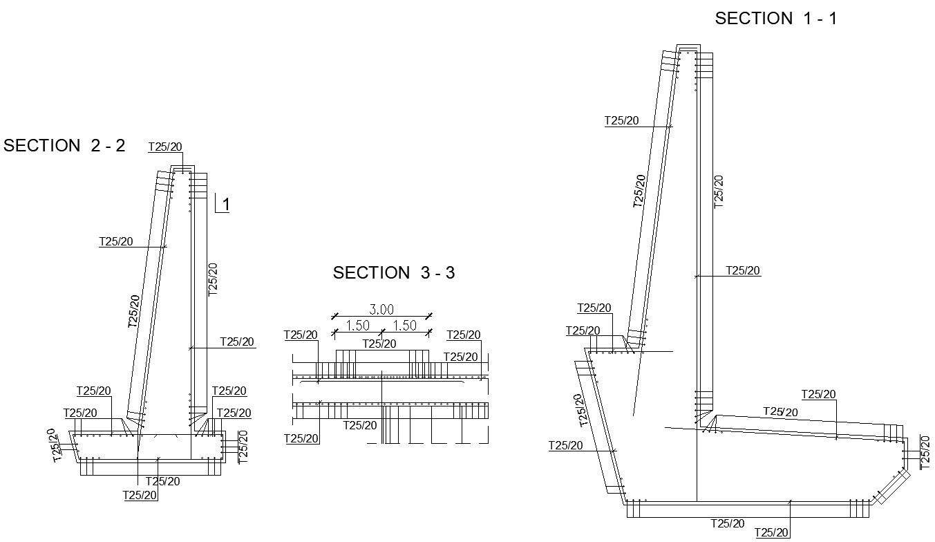 Sectional details of key plan in AutoCAD, dwg file.