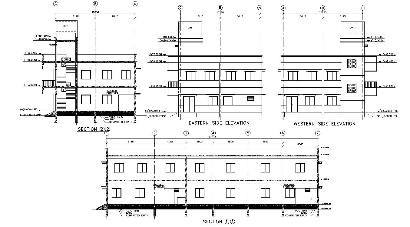 Sectional elevation detail defined in this AutoCAD drawing file. Download this 2d Auto-CAD drawing file.
