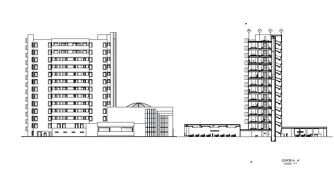 Sectional elevation detail of apartment drawing defined in this AutoCAD file. Download the AutoCAD file.