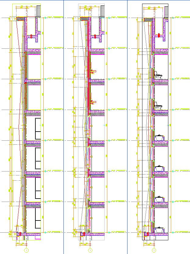 Sectional elevation details of high rise building in AutoCAD, dwg file.