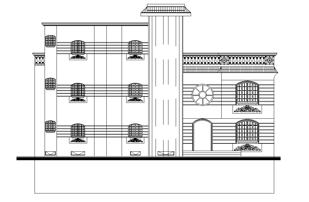 Sectional elevation drawing presented in this AutoCAD file. Download the AutoCAD file.