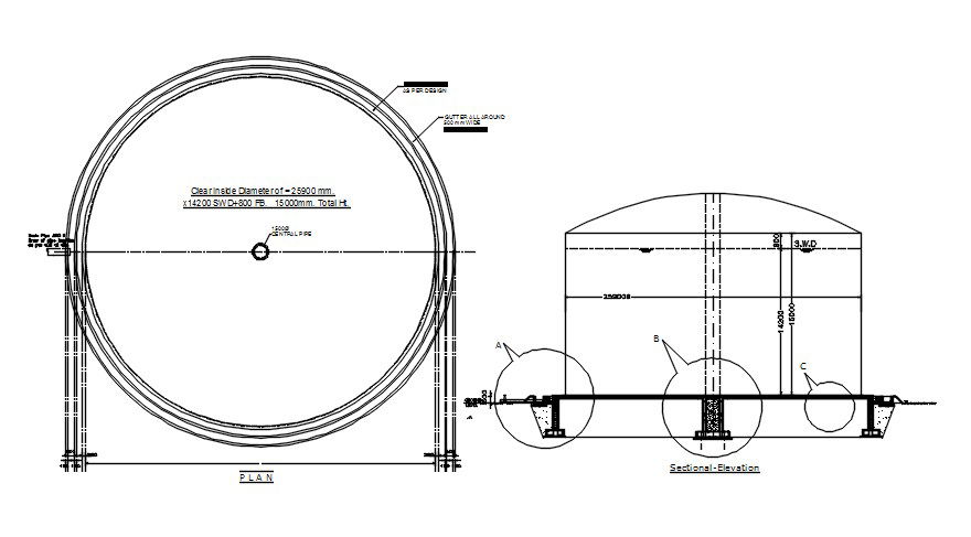Sectional elevation of footing detail in this Autocad file. Download this 2d Autocad drawing file.