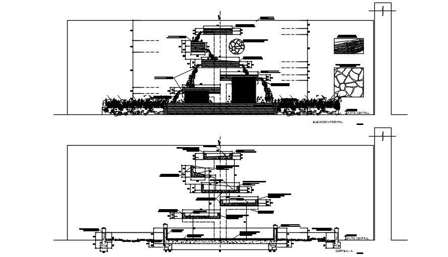 Section and elevation of the structure is given in this Autocad drawing model. Download the Autocad drawing file.