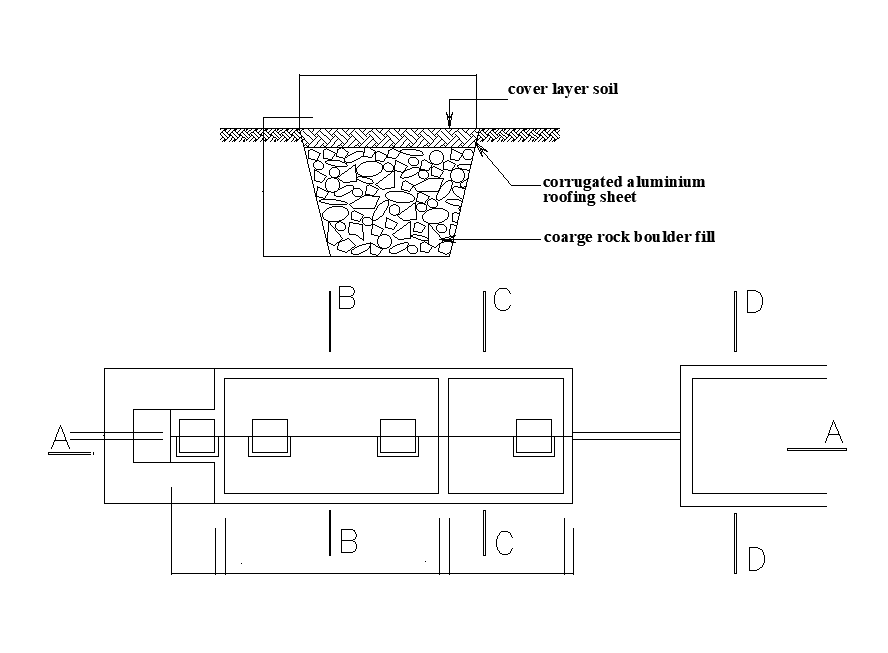 Section and plan of residential toilet is given in this Autocad drawing file. Download now.