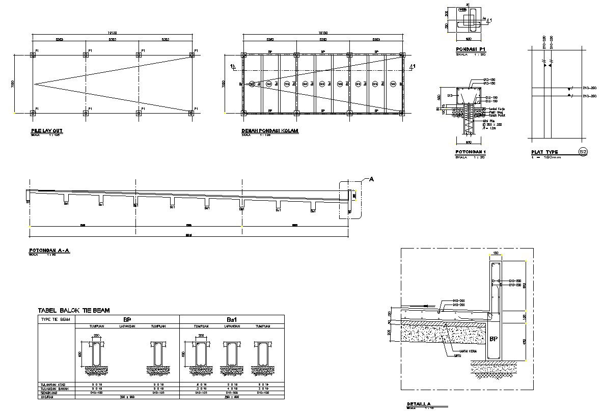Ramp and Table Beam Section Design in AutoCAD 2D Drawing