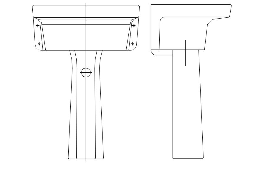 Section design of the washbasin in AutoCAD 2D drawing, CAD file, dwg file