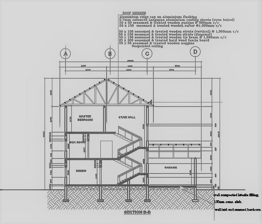 Section detail for 4 bhk house plan detail dwg autocad drawing .