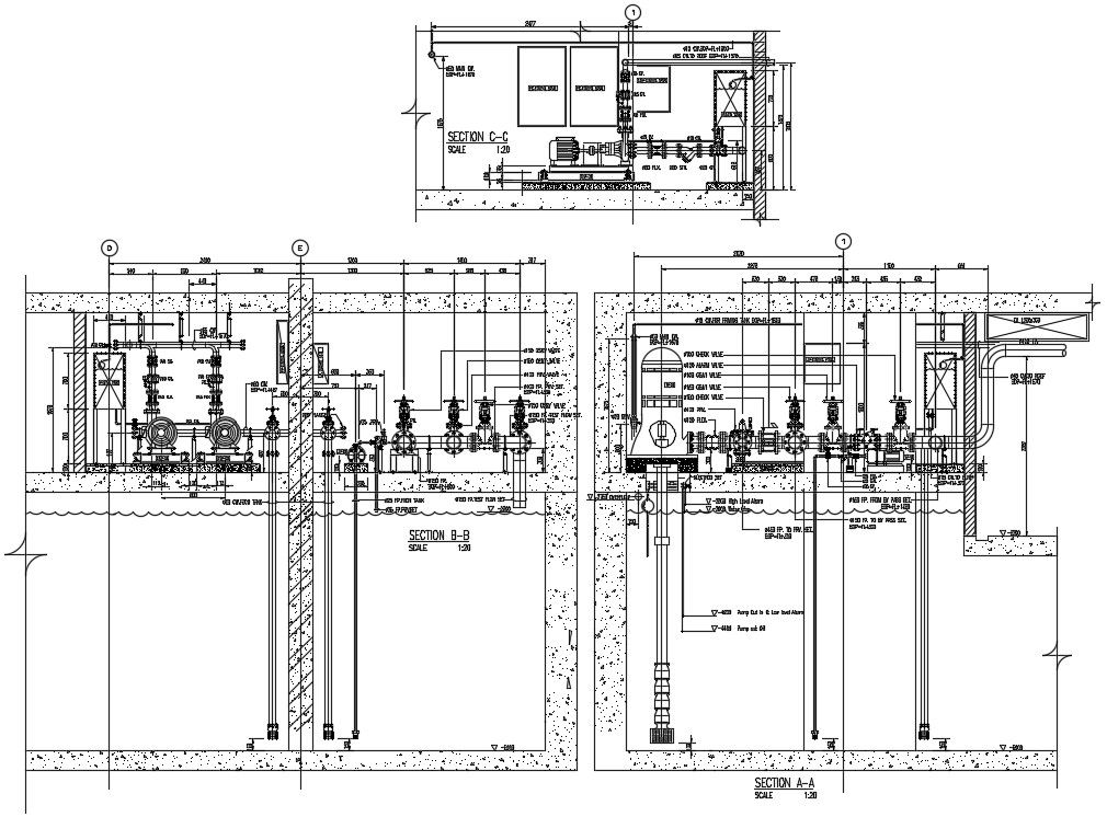 Section detail of the Drainage pipeline drawing separated in this AutoCAD file. Download the AutoCAD file.
