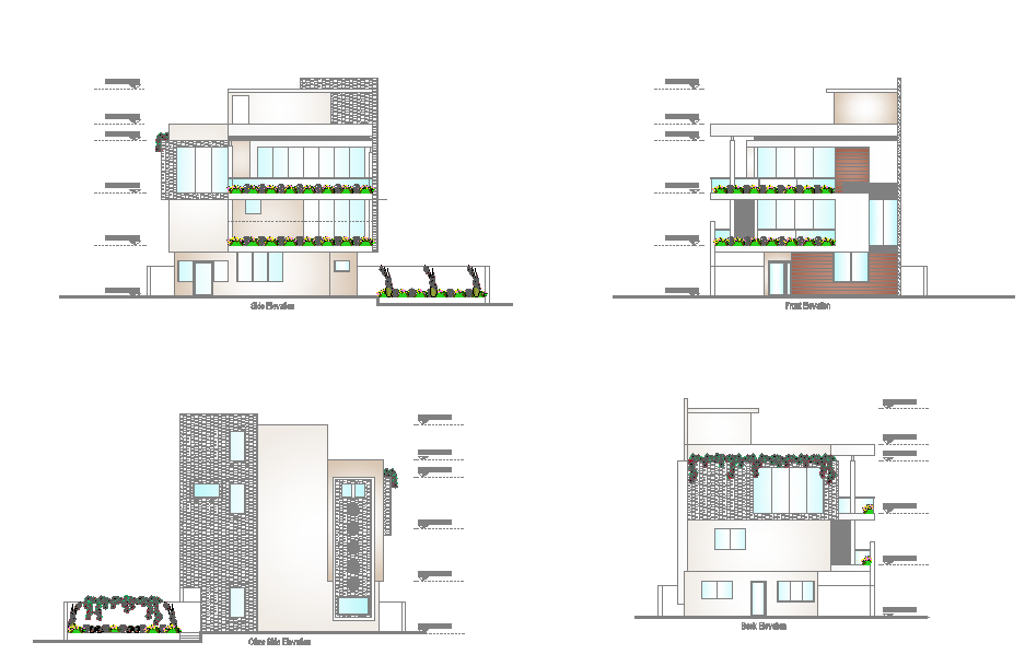 Section detail of the bungalow drawing provided in this AutoCAD file. Download the AutoCAD file.