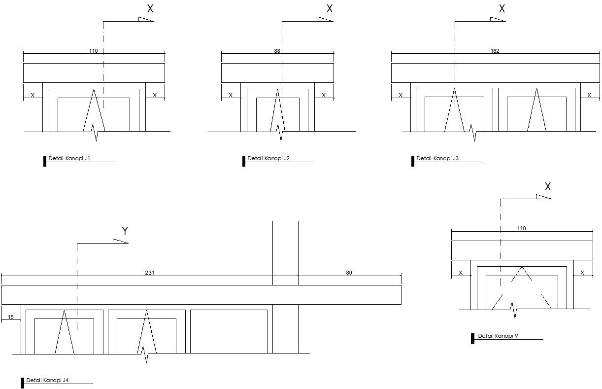 Section details of canopy with detailing