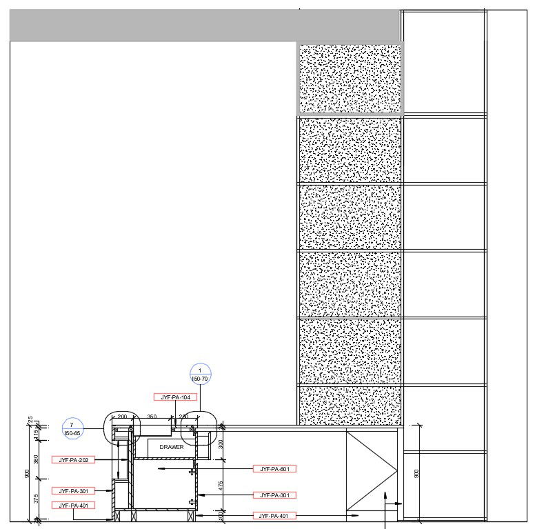 Section drawing of Kitchen platform detail presented in this AutoCAD drawing file. Download this 2d AutoCAD drawing file.