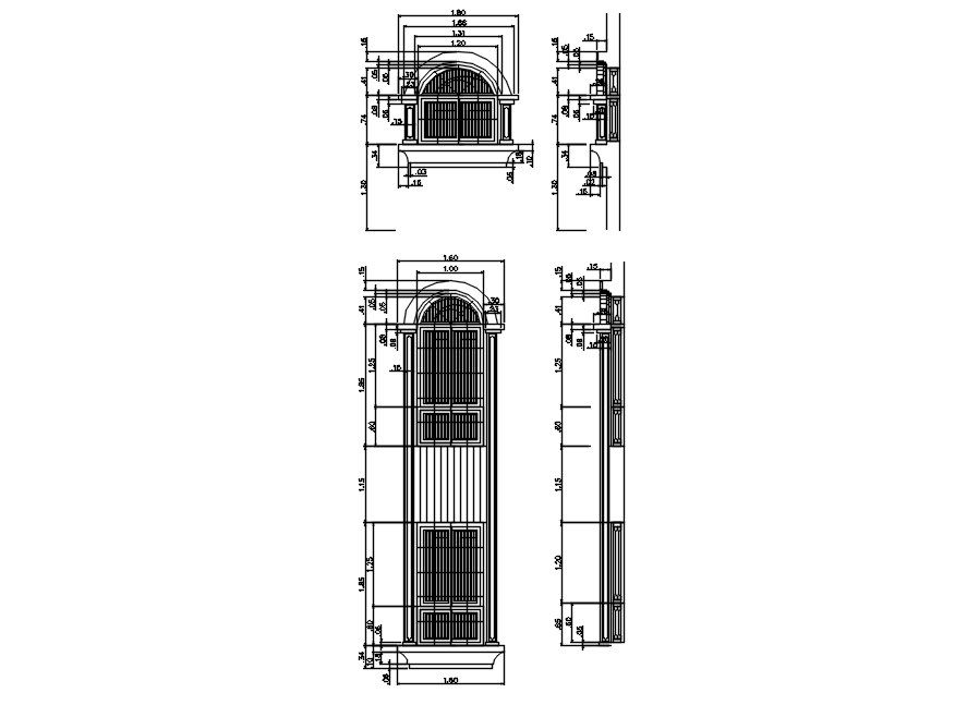 Section drawing of door and window in detail AutoCAD 2D design, dwg file, CAD file