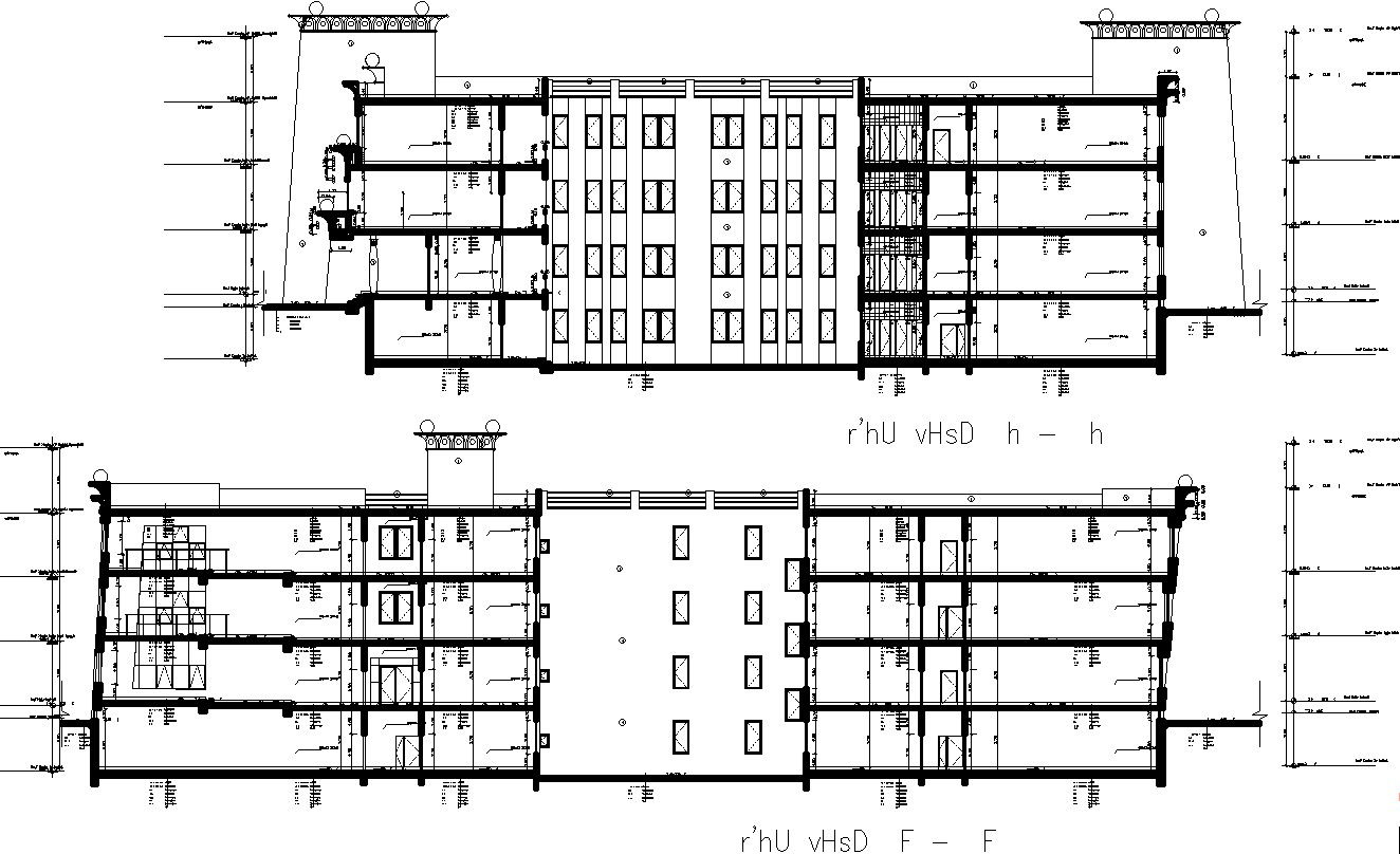 Section drawing of pharmacy college with detail AutoCAD drawing