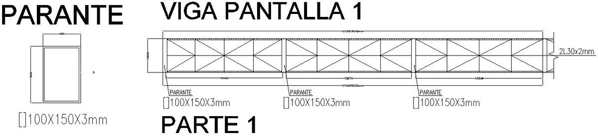 Section drawing of screen beam