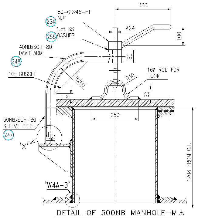 Section of 500NB Manhole Detail DWG AutoCAD file