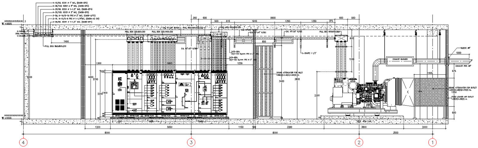 Section of Commercial Building Floor Main Power Line DWG AutoCAD file