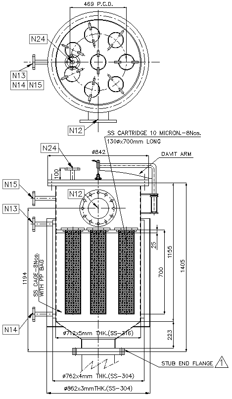 Section of Dust Catcher Of Vaccum Dryer Detail DWG AutoCAD file