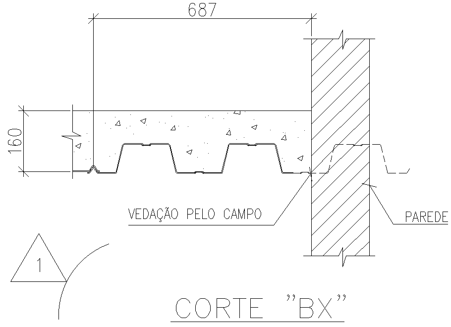 Section of Field sealing for wall Detail DWG AutoCAD file