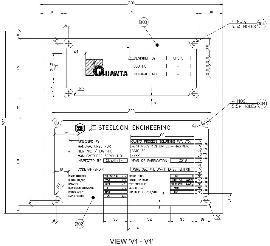 Section of Name Plate Detail DWG AutoCAD file