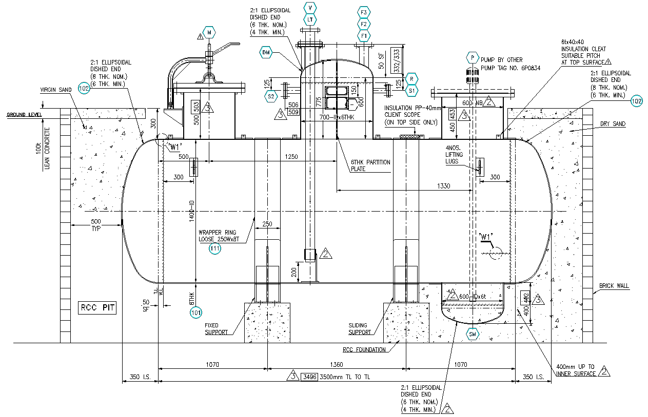 Section of Pure Steam Condensate of  Wrapper ring DWG AutoCAD file