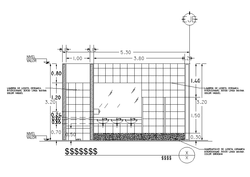 Section of Toilet detail provided in this AutoCAD file. Download this 2d AutoCAD drawing file.