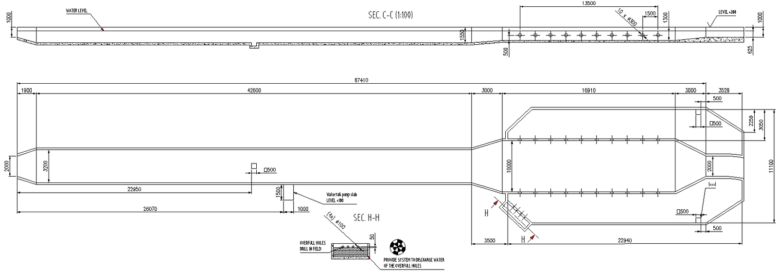 Water Treatment Plant Channel Section and Structural Details