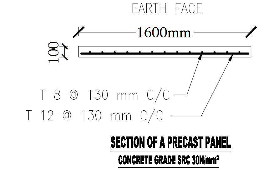 Section of a precast panel in detail AutoCAD drawing, CAD file, dwg file