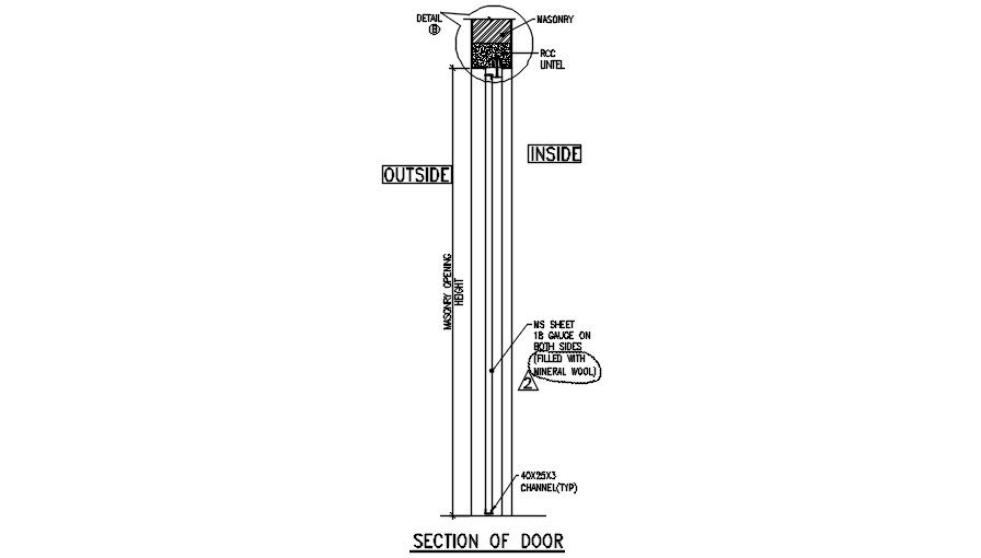 Section of door details is given in this AutoCAD DWG drawing file. Download the Autocad DWG drawing file.