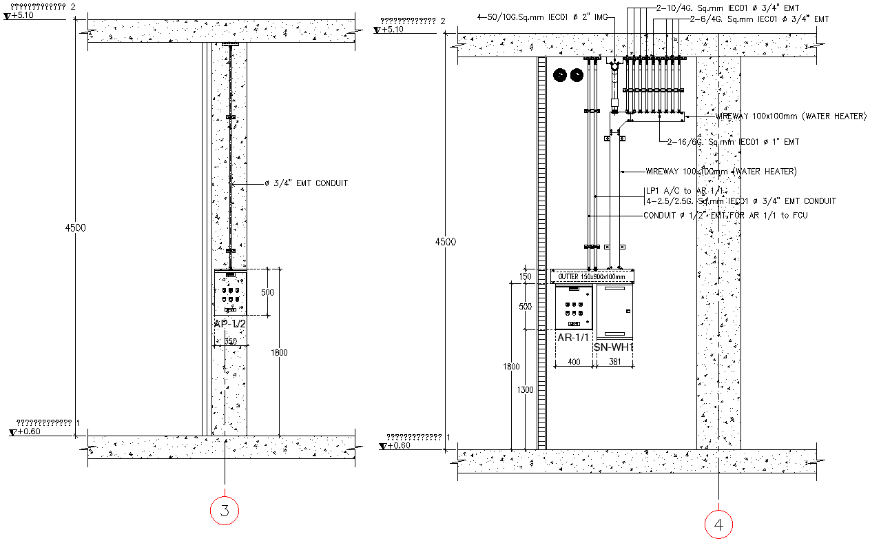 Section of floor Electric Air Condition Detail DWG AutoCAD file