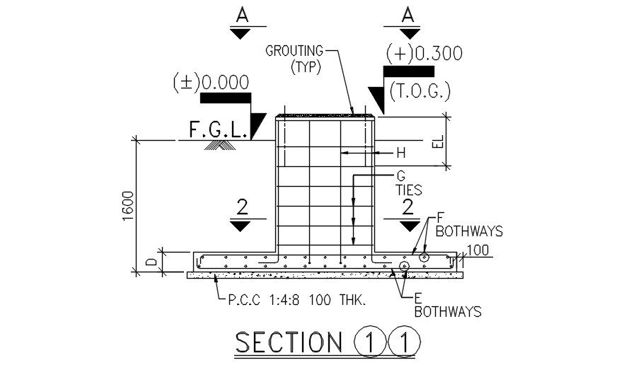 Section of footing drawing. Download autocad dwg file | CADBULL