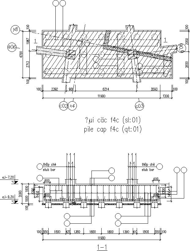 Section of pile cap details.