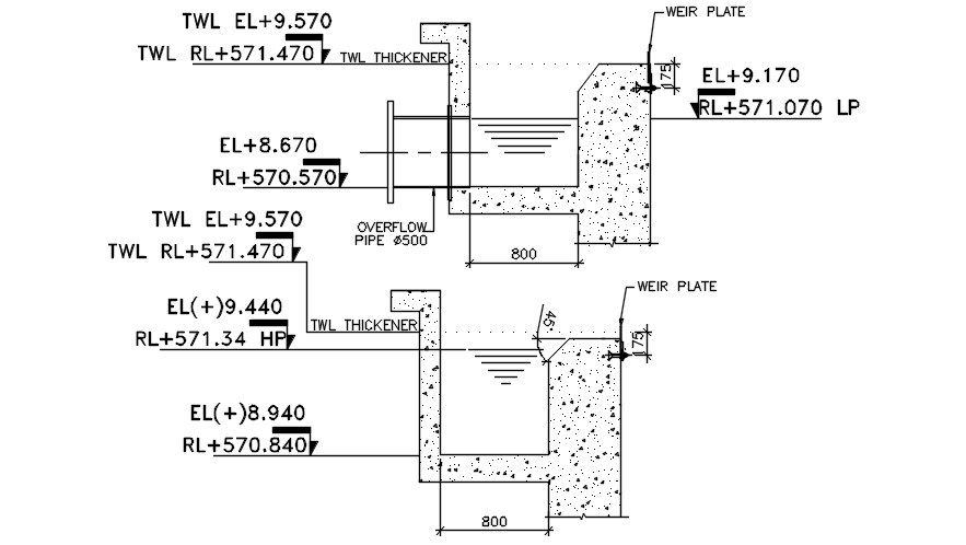 Section of pipe line is given in this 2D Autocad DWG drawing file. Download the Autocad DWG drawing file.