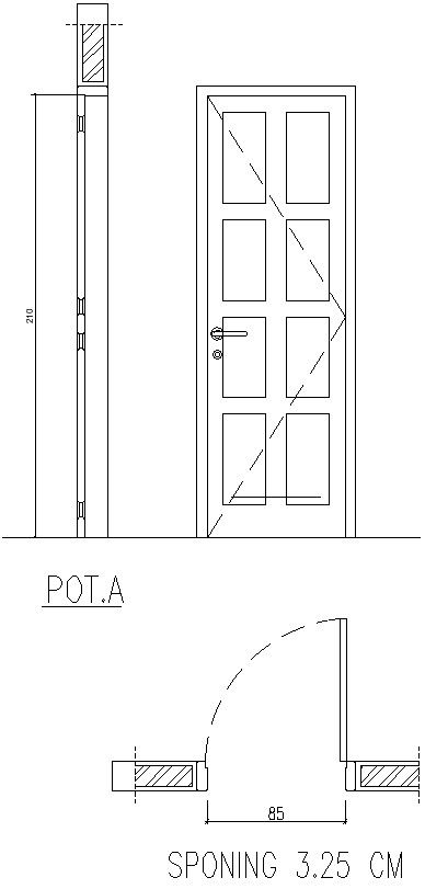 Section of single panel wooden door