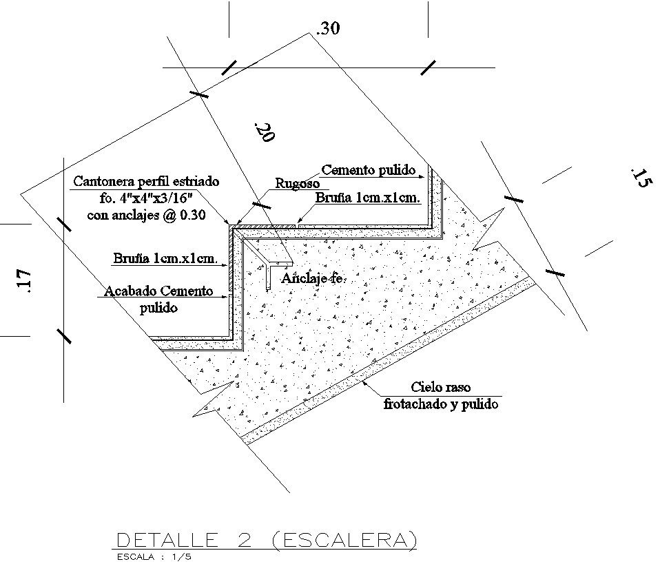 Section of staircase in detail AutoCAD drawing, dwg file, CAD file